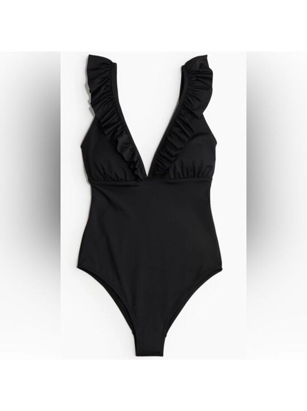 Elegant Black Ruffled Swimsuit